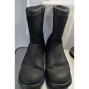 Khumbu Leather/Suede Womens‎ Side Zip Boot Black Size 9 Lined Faux Sheepskin